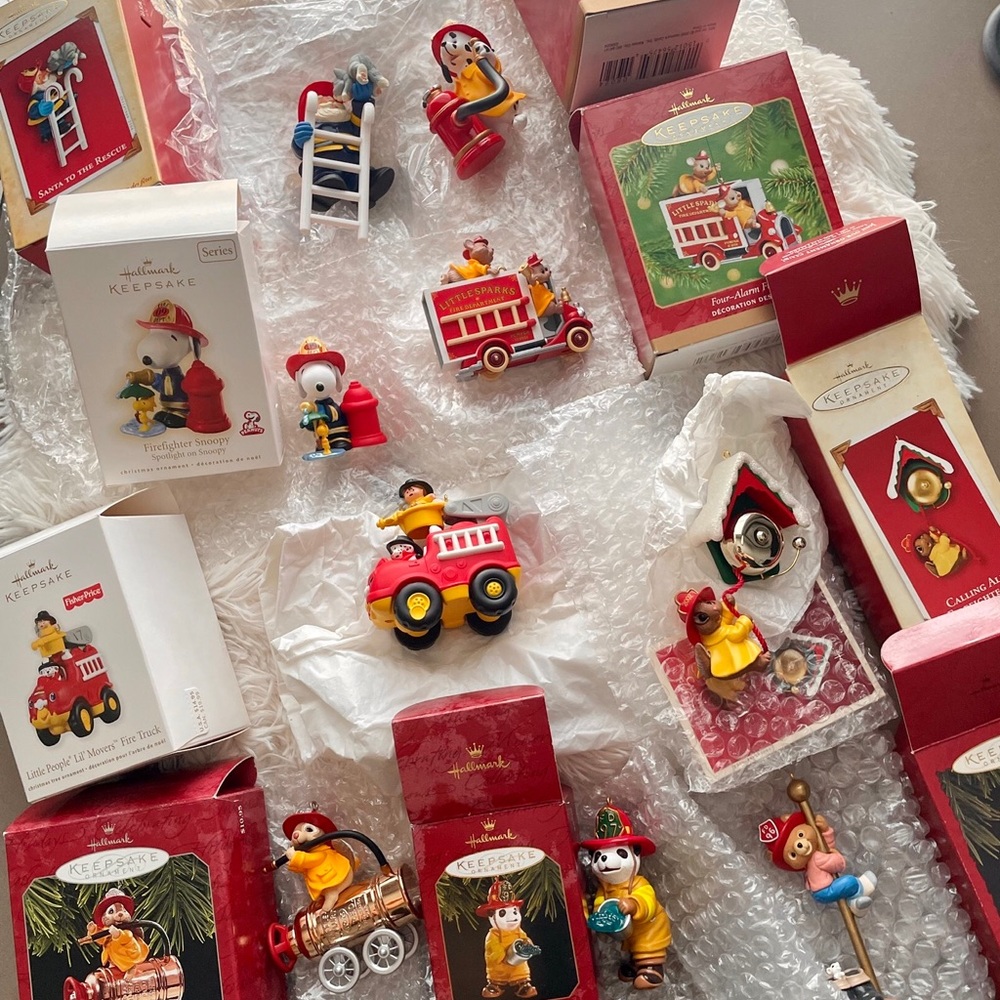 Vintage Firefighter Christmas Ornament Bundle of 10